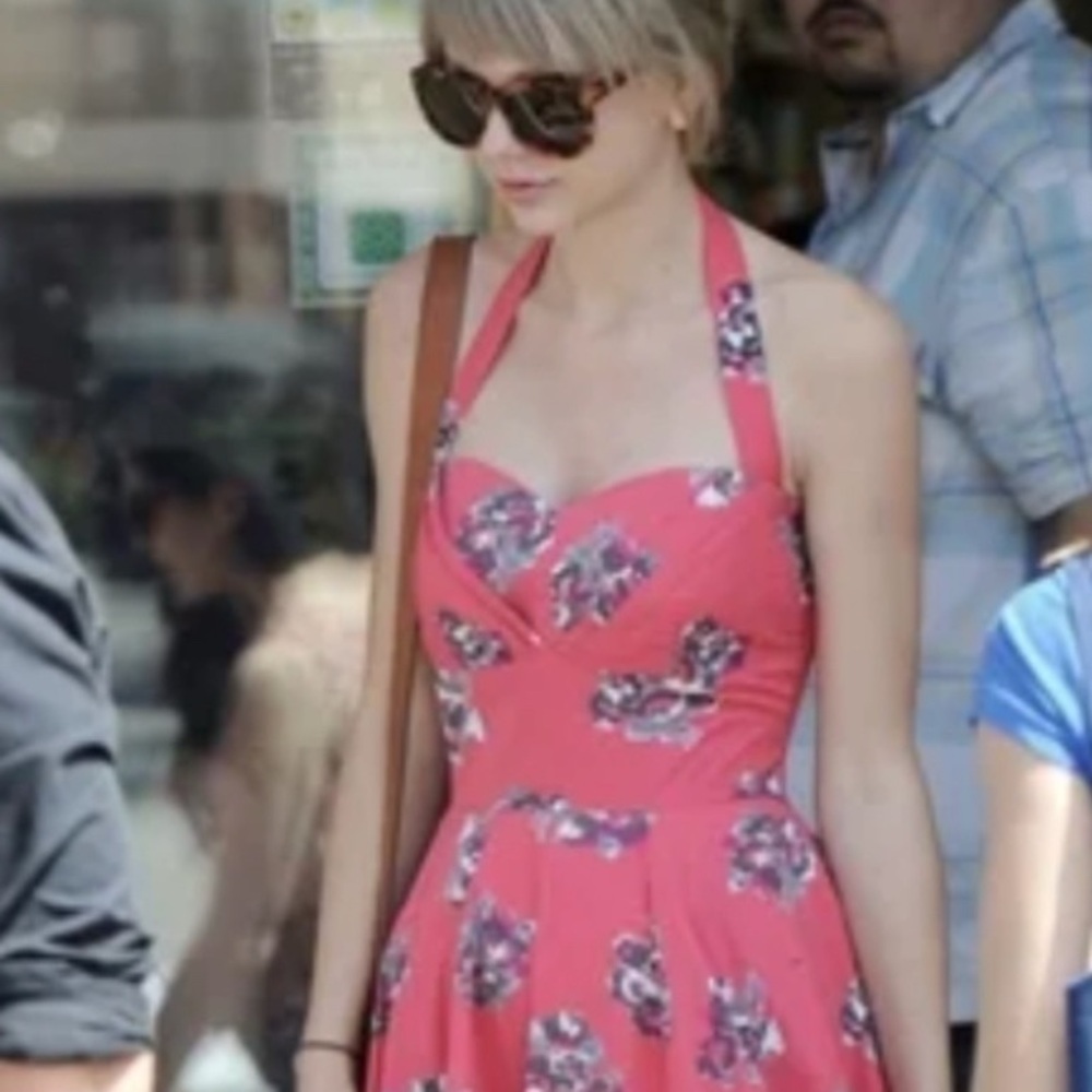 Anthropologie Floral Halter Neck Dress seen on Taylor Swift